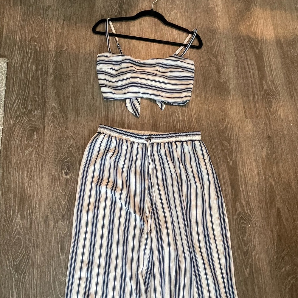 Windsor Blue and White Striped Two-Piece Set